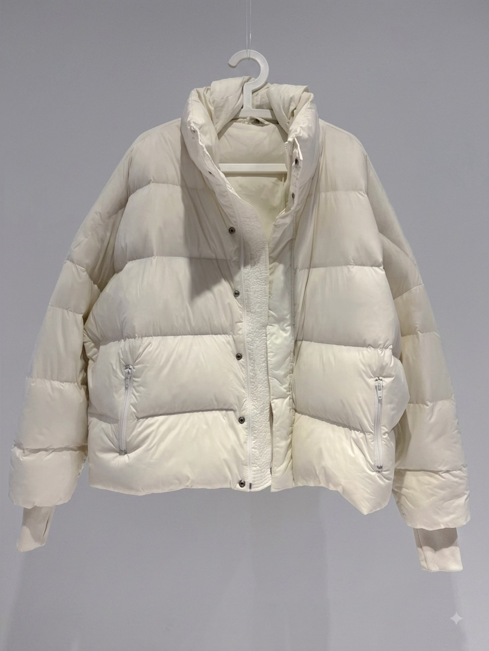 NWT JNBY Reversible White Puffer Down Coat Hooded Oversized Jacket